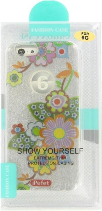Actual product image OEM Silicone Case iPhone 6 with Glitter Flower Pattern (Apple iPhone 6)