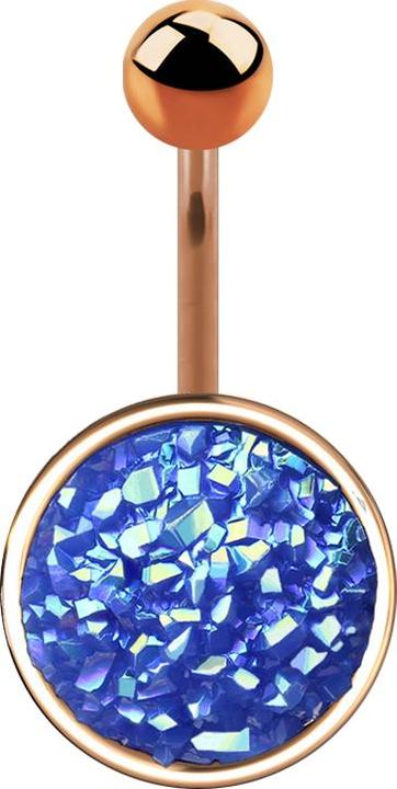 Image du produit Star Piercing Banane or rose avec pierre Druse bleu foncé (Laiton, Acier chirurgical 316L)