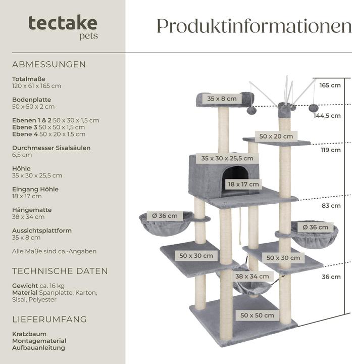 Produktbild tectake Lilou (165 cm, Grau)