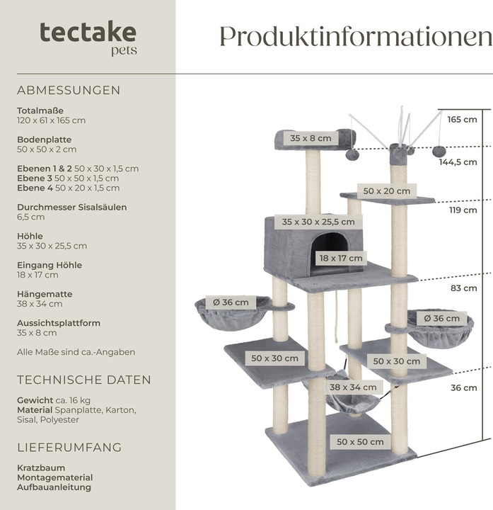 Produktbild tectake Lilou (165 cm, Grau)