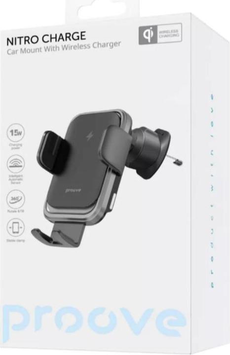 Produktbild Proove - Nitro Charge Car Mount with Wireless Charger, Schwarz