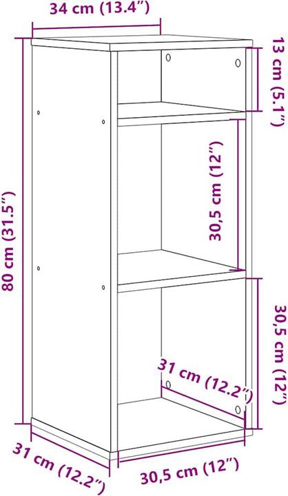 Image du produit vidaXL Bücherschrank (34 x 31 x 80 cm)