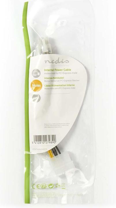 Produktbild Nedis Interne Stromkabel Molex Stecker PCI Express Stecker Vergoldet 0.20 m rund PVC Gelb/Schwarz Pl (15 cm)