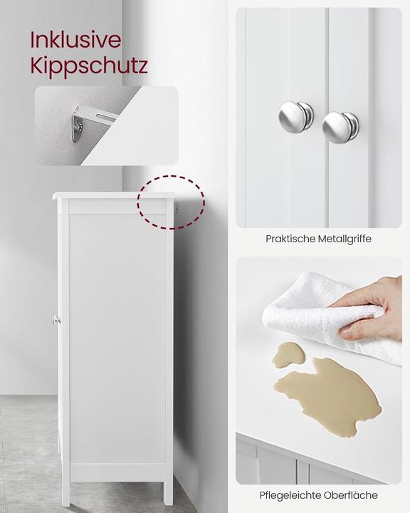Productafbeelding Songmics Badezimmerschrank Freistehend Verstellbare Regale Weiss (60 x 30 x 80 cm)