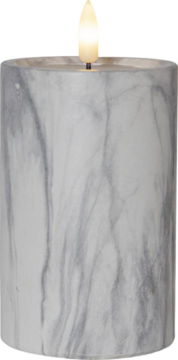 Produktbild Star Trading LED-Kerze Pillar Flame Marble 7.5 cm x 15 cm, Grau (1 x)