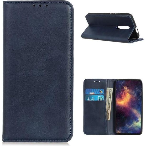 MU Classic Classic V Leder Bookcover Series (Nokia 2.4), Smartphone Hülle, Blau