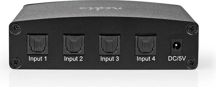Produktbild Nedis Digital-Audio-Switch | 4-Wege | Anschlüsse – Eingang: DC Power / 4x TosLink | Anschlüsse – Aus