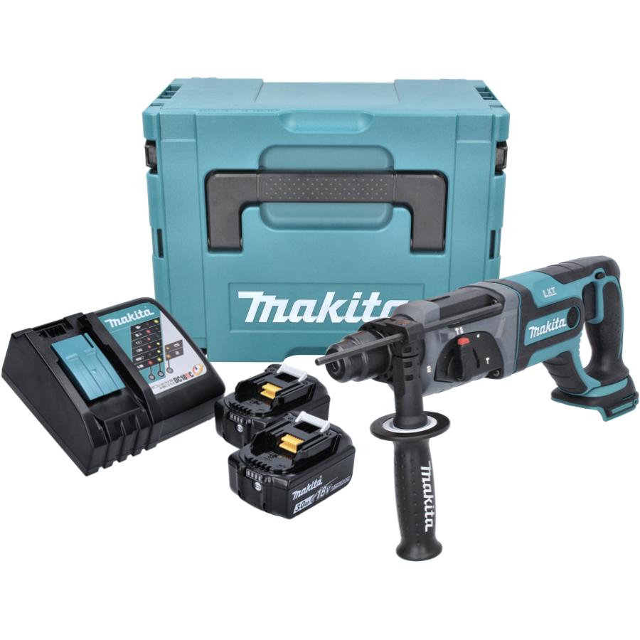 Thumbnail - Makita, Bohrmaschine + Akkuschrauber, DHR 241 RFJ Akku Bohrhammer 18 V 2,0 J SDS plus + 2x Akku 3,0 Ah + Ladegerät + Mak...