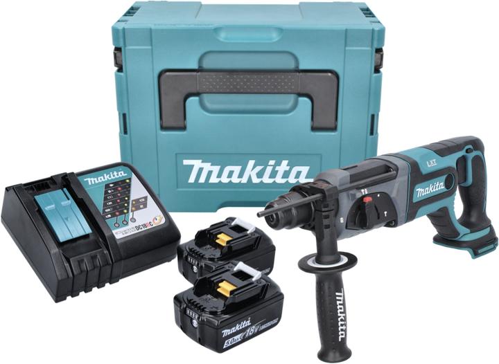Produktbild Makita DHR 241 RTJ Akku Bohrhammer 18 V 2,0 J SDS plus + 2x Akku 5,0 Ah + Ladegerät + Makpac (Akkubetrieb)