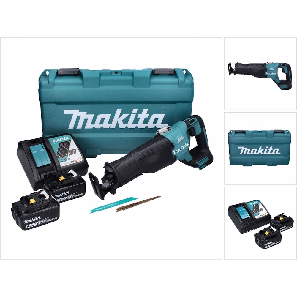 Makita, Säbelsäge, DJR 187 RTK Akku Reciprosäge 18 V Brushless + 2x Akku 5,0 Ah + Ladegerät + Koffer