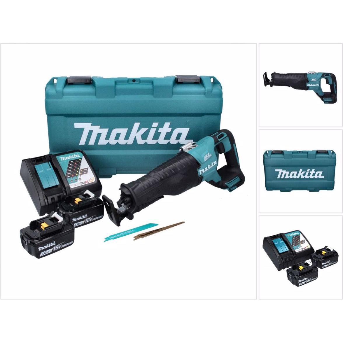 Makita, Säbelsäge, DJR 187 RFK Akku Reciprosäge 18 V Brushless + 2x Akku 3,0 Ah + Ladegerät + Koffer