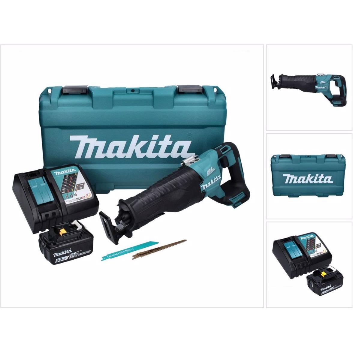 Makita, Säbelsäge, DJR 187 RG1K Akku Reciprosäge 18 V Brushless + 1x Akku 6,0 Ah + Ladegerät + Koffer