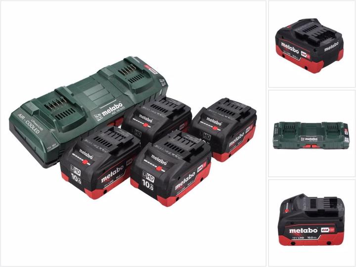 Produktbild Metabo 18 V Basis Set 4x Akku 10,0 Ah LIHD + ASC 145 DUO Doppelladegerät CAS System (18 V)