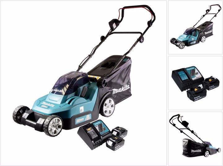 Produktbild Makita DLM 432 RF2 Akku Rasenmäher 36 V ( 2x 18 V ) 43 cm Brushless + 2x Akku 3,0 Ah + Ladegerät (Akkubetrieb)