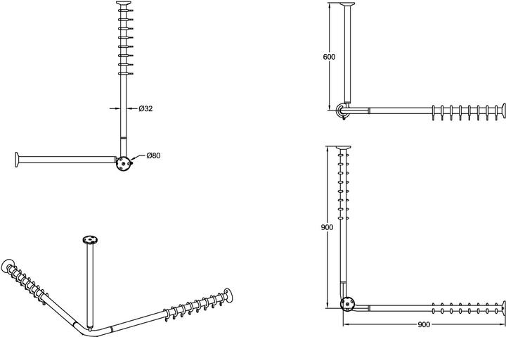 Produktbild Villeroy & Boch V&B Duschstange ViCare Funktion weiss 900x900mm