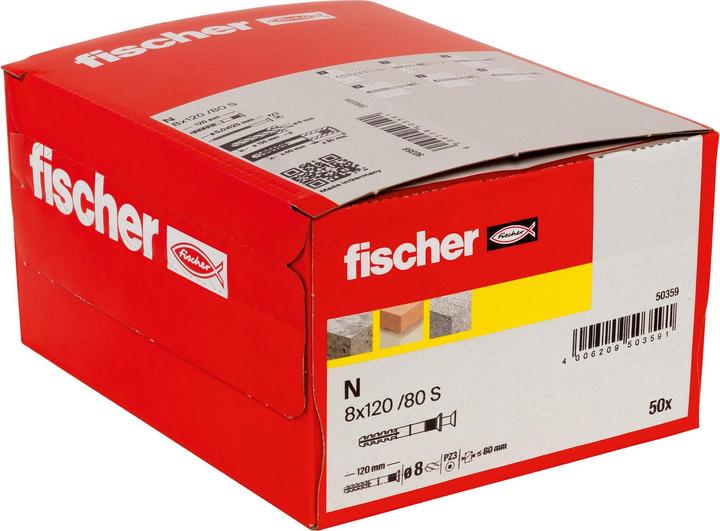 Image du produit Fischer Tampon à clouer N 8x120/80 S (50 pcs)