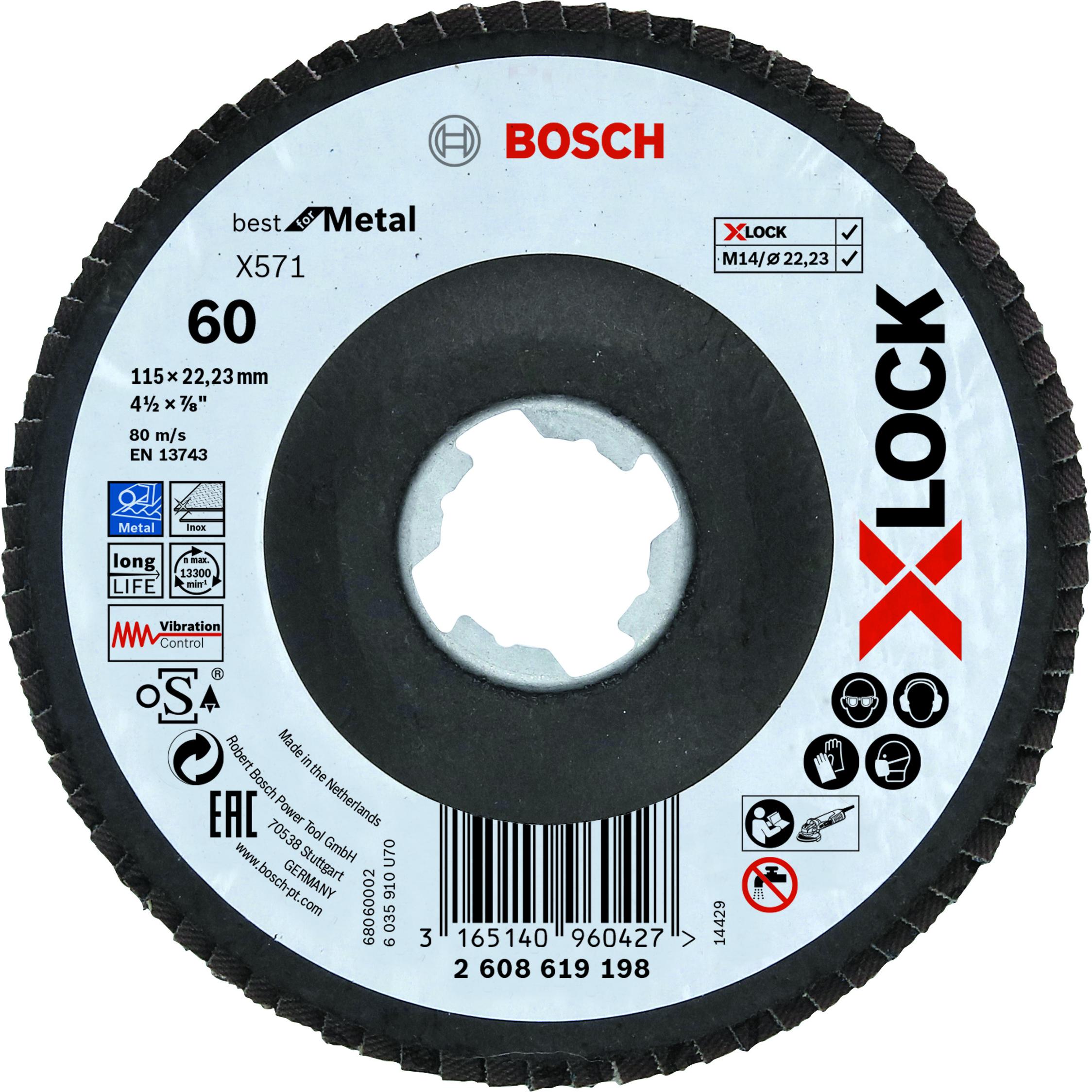 Thumbnail - Bosch Professional Zubehör, Schleifmittel, PRO X571 X-Lock Fächerschleifscheibe, 115 mm, G60 (60)