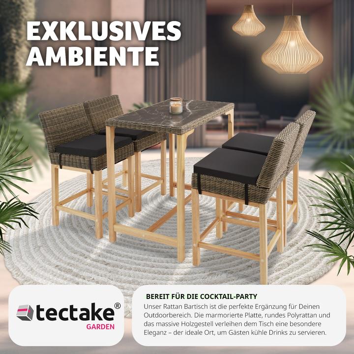 Immagine prodotto tectake Tavolo da bar in rattan Kutina 96 x 65 x 100 cm (96 cm)