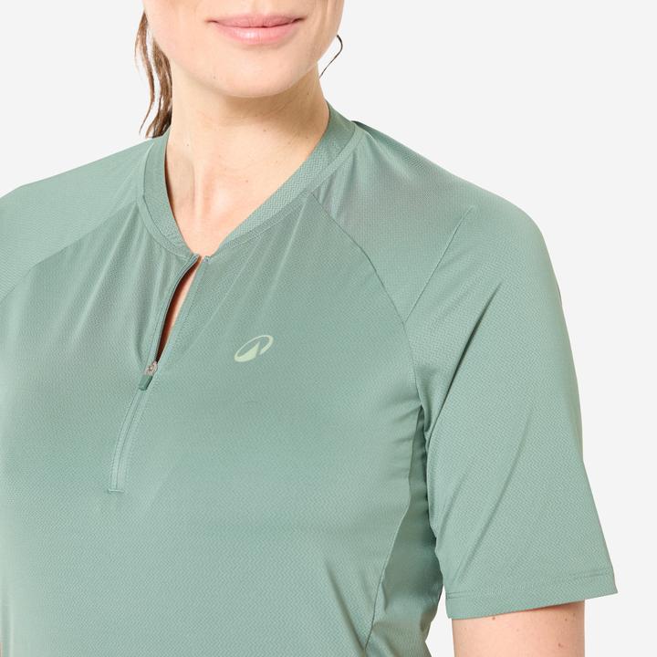 Image du produit Rockrider Maillot vélo manche courte femme cargo, Vert (S)