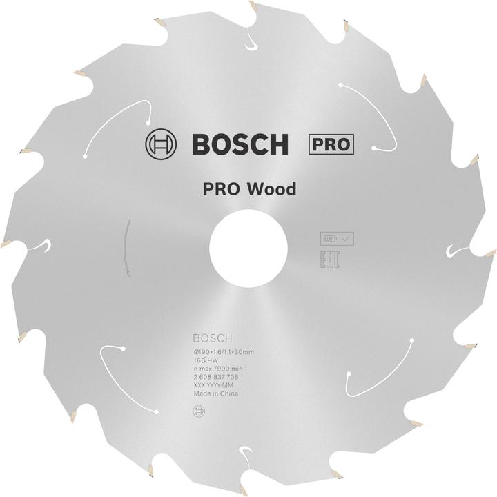 Productafbeelding Bosch Professional Zubehör Cirkelzaagblad Standaard voor hout, 190x1,6/1,1x30,16 tanden