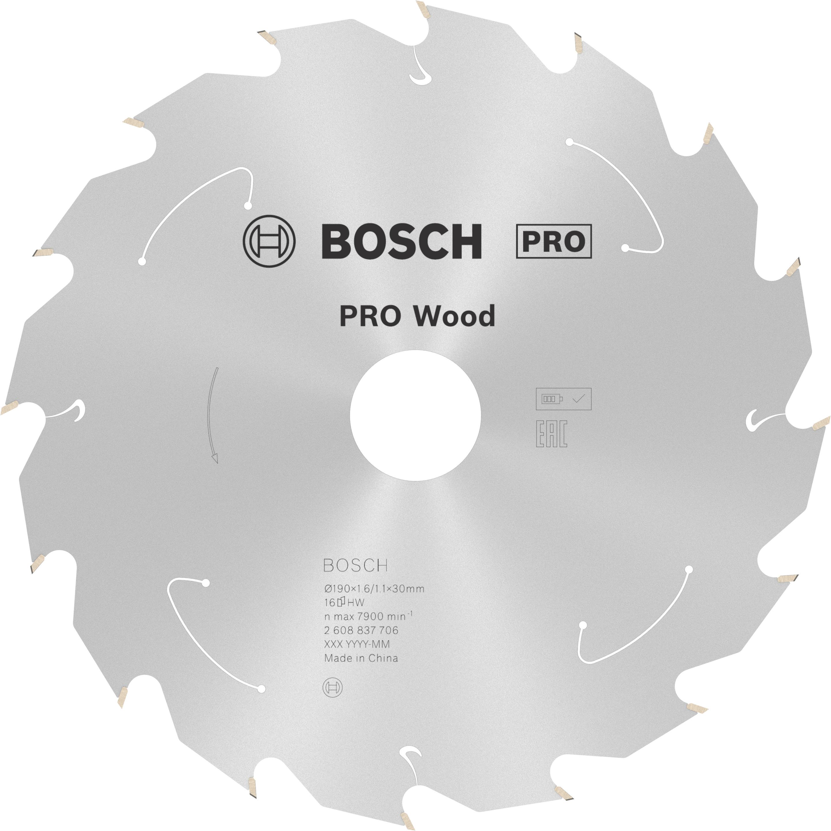 Bosch Professional Zubehör, Sägeblatt, PRO Wood cordless Kreissägeblatt, 190 x 1,6 x 30 mm
