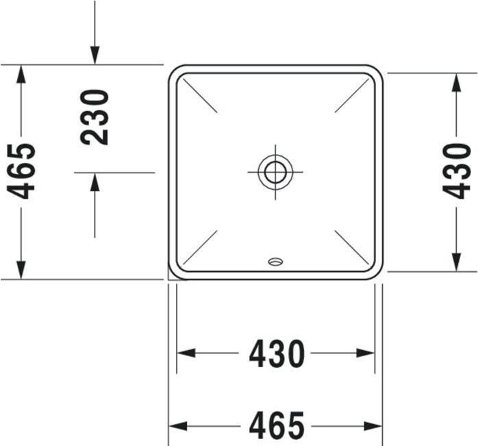 Productafbeelding Duravit STARCK 3 m inbouwwastafel ÜL zonder kraangat bank 430x430mm wit (430 mm, 430 mm)