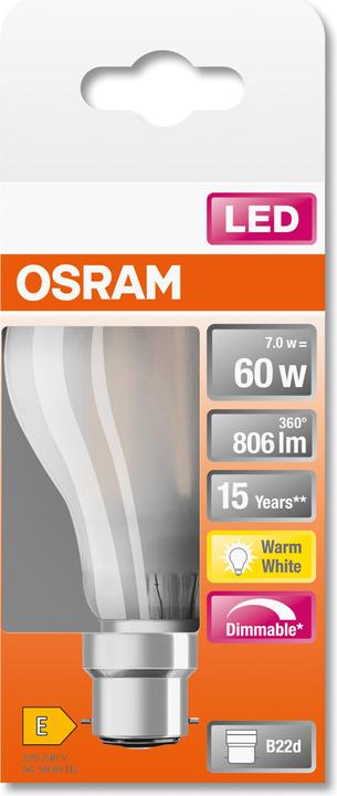 Produktbild Osram Led Retrofit Classic A (B22d, 60 W, 806 lm, 1 x, E)