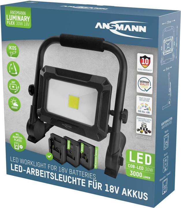Produktbild Ansmann Arbeitsstrahler FL30W 18V 30W wiederaufladbar (3000 lm)
