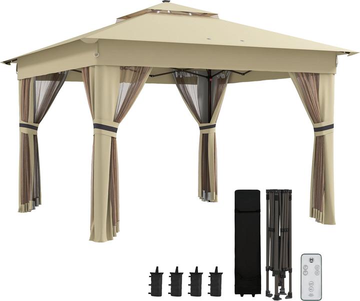 Outsunny Faltpavillon Metall, Oxfordstoff Braun (336 cm, 336 cm)