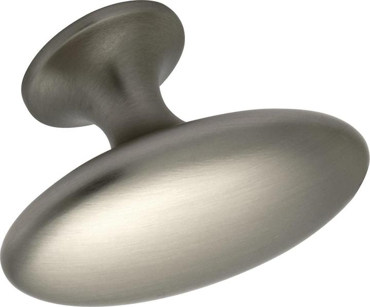 Furnipart Bouton de meuble ovale Simple largeur 60 mm, hauteur 35 mm, zamac effet inox