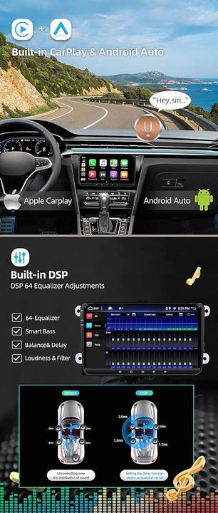 Image du produit Joyx Navi Android 10 Autoradio für VW/Skoda/Seat mit Carplay & DSP (Voiture Android, Apple Carplay, MirrorLink)