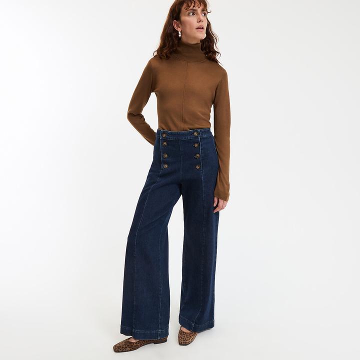 Actual product image La Redoute Collections Wide high-waist jeans with trouser flap (48)