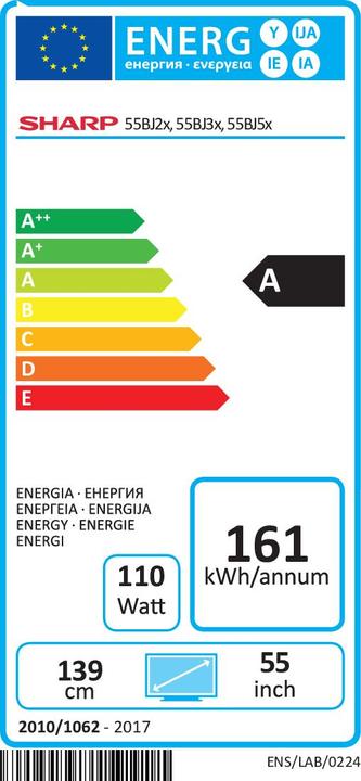 Energie-Label Sharp 55BJ2E (55", LED, LCD, 4K, 2019)