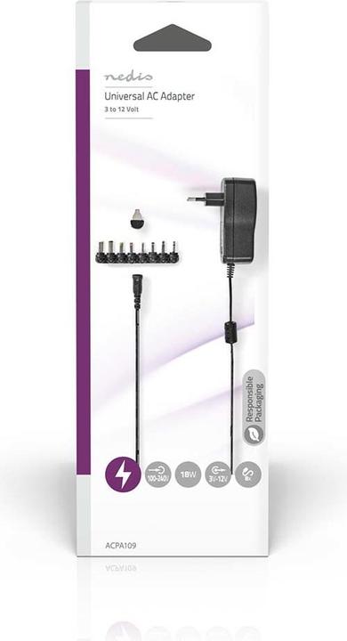 Immagine prodotto Nedis Adattatore universale di alimentazione CA 7,5 W 3-12 V CC 1,10 m 2,0 A 8 Spine Nero