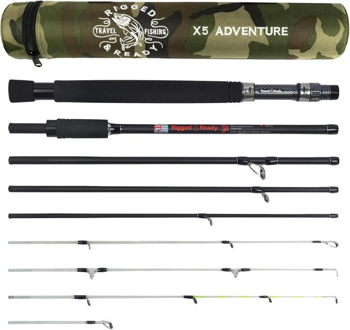 Rigged And Ready Canna Da Pesca Da Viaggio 2 In 1 - 1,9m E 2,15m - 6 Sezioni Con Mulinello E Custodia - Compatta Per Bagaglio Aereo - 5
