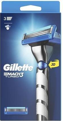 Actual product image Gillette Mach3 Turbo 3D Razor handle + 2 blades