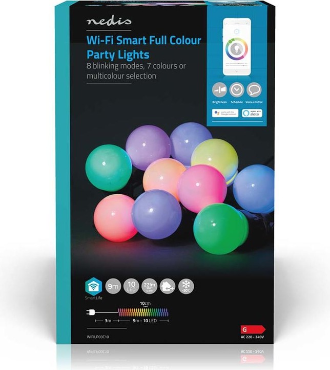Image du produit Nedis SmartLife Décoratif LED Wi-Fi RGB 10 LED"s 9.00 m Android™ / IOS (9 m)