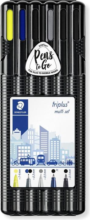 Produktbild Staedtler Schreibset triplus black mobile office Inhalt: 1x Fineliner triplus schwarz & blau (334-3, 334-9) (Schwarz, 1 x)