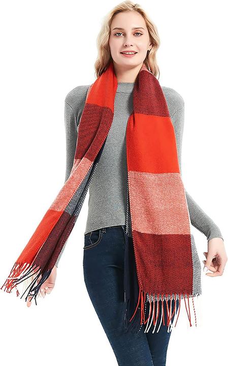 Produktbild Only-Bags.Store Winterschal kariert, quadratischer Schal mit Fransen, Poncho