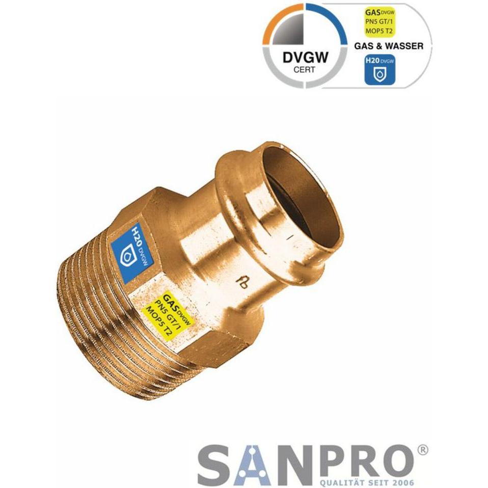 Sanpro, Rohrverbindungstechnik, CUPRESSK Pressfitting Übergang Aussengewinde Übergangsnippel V 15 - 3/4" (Pressverbindun...