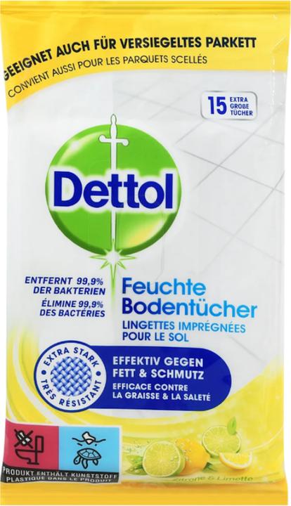 Image du produit Dettol Lingettes nettoyantes de sol humides citron et lime