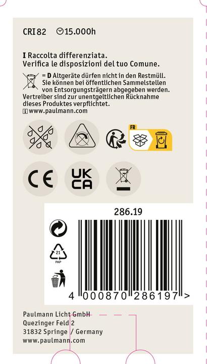 Image du produit Paulmann Lampe à usage général (E27, 9 W, 1055 lm, 1 x, E)