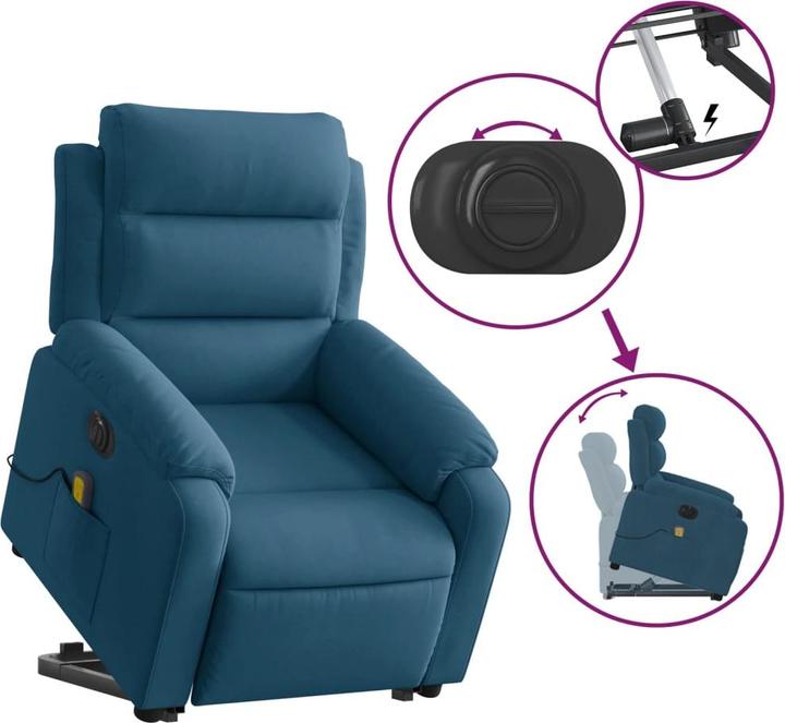 Image du produit vidaXL Fauteuil de massage releveur électrique Fauteuil de relaxation bleu velours