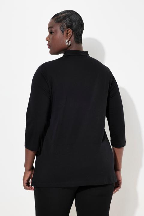 Image du produit Ulla Popken T-shirt à manches 3/4 et col calice en coton Pima, ligne en A (46, 48)