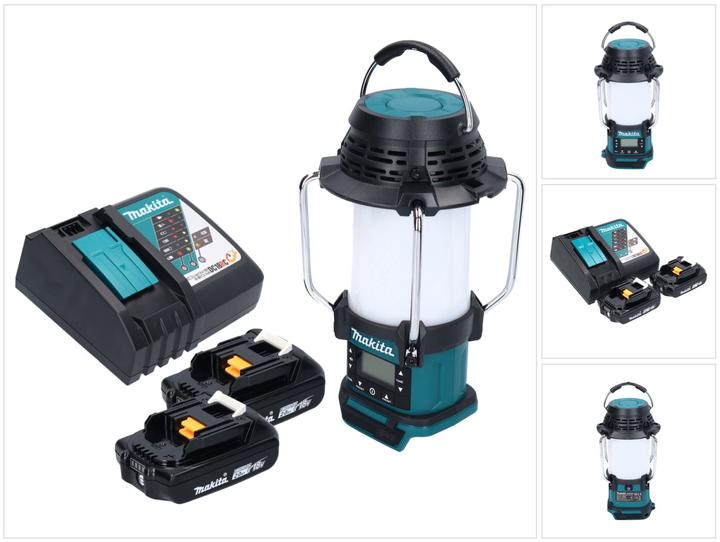 Actual product image Makita DMR 055 RA Battery radio 18 V FM with lantern 360° torch + 2x battery 2.0 Ah + charger (AM, FM)