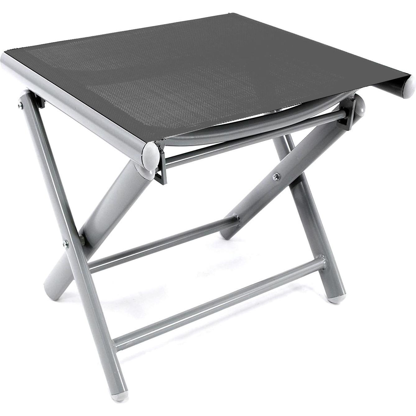 Mojawo, Gartenstühle, Garten Klapphocker / Fusshocker Aluminium - Textilen Anthrazit/Schwarz
