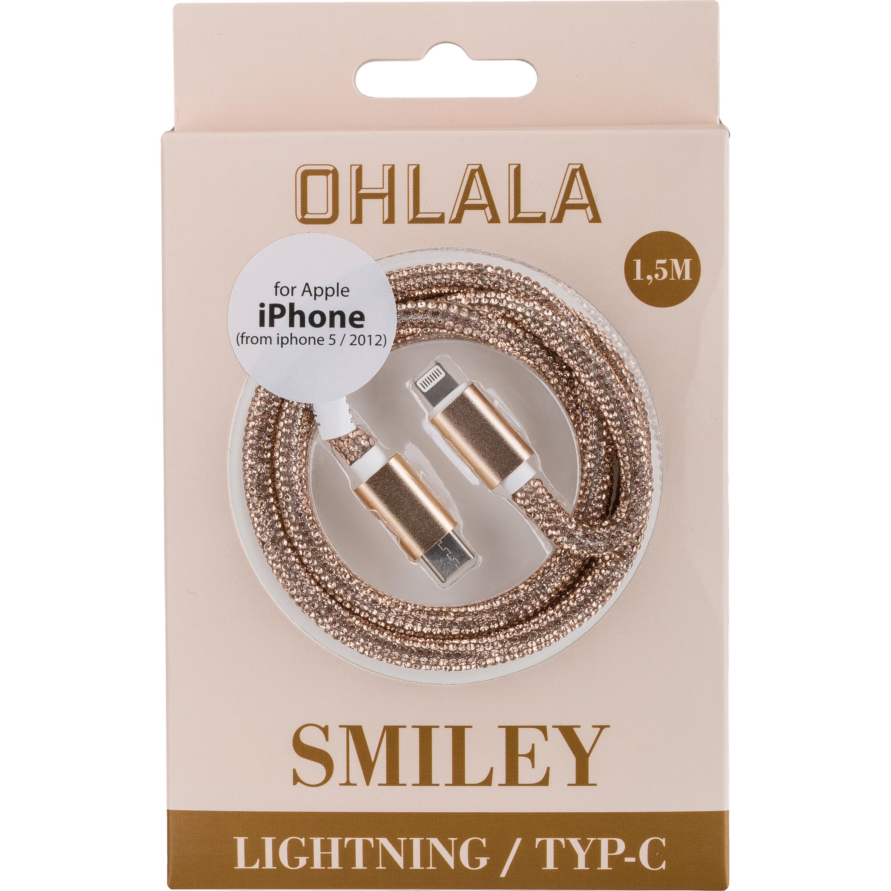 Thumbnail - Peter Jäckel OHLALA! Glamour 1m USB Data Cable Gold für Typ-C/ Apple Lightning mit Sync- und Ladefunktion (1 m), USB Kab...