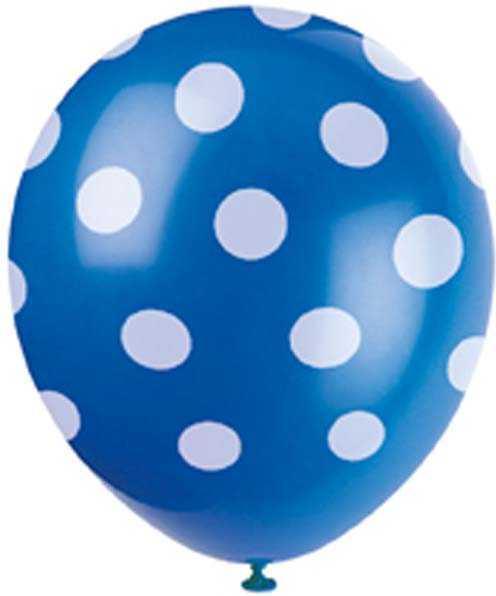 Image du produit Unique Ballons bleus à pois blancs (6 x)