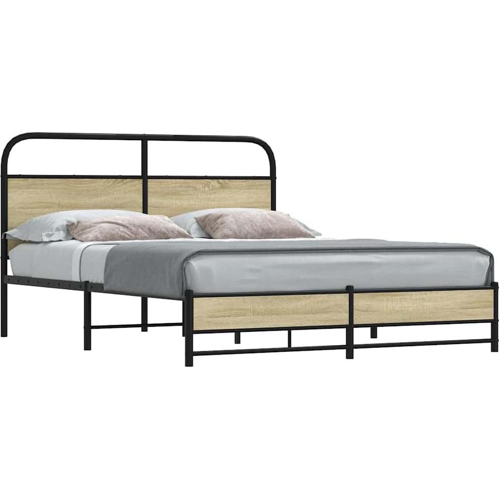VidaXL, Bett, Bettgestell ohne Matratze 150x200 cm Sonoma-Eiche Holzwerkstoff (150 x 200 cm)
