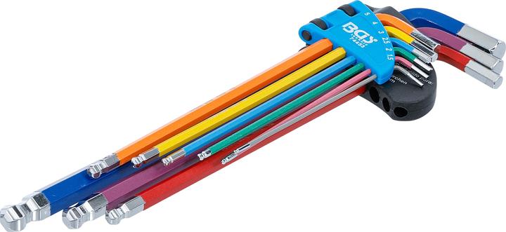 BGS L-Type Wrench Set | Multicolour | extra long | internal Hexagon, internal Hexagon with Ball Head...